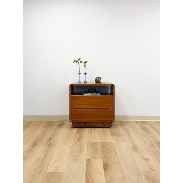 Brown MCM Teak Rolling Tv Stand Cart Two Drawers Danish Modern Vintage For Sale - Image 8 of 14