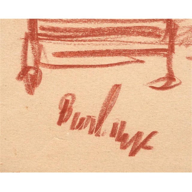 David Burliuk, Modernist Conte Crayon Drawing Beach Scene David Burliuk Russian Futurist, c.1940's For Sale In Miami - Image 6 of 11