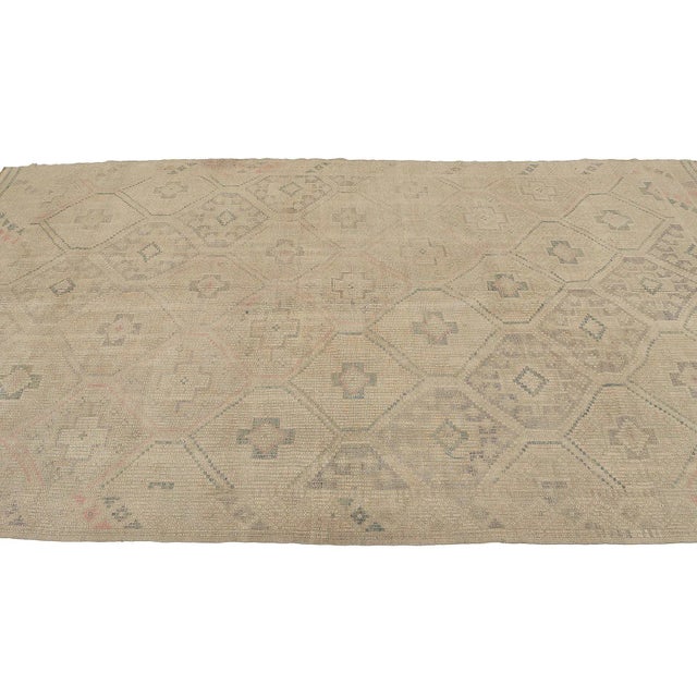 Mid 20th Century Embroidered Washed Out Kilim Rug For Sale - Image 4 of 7