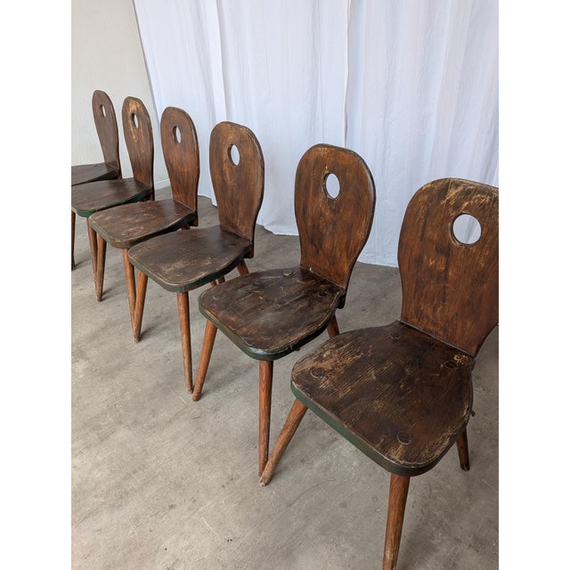 Vintage Brutalist Wooden Dining Chairs, 1970s, Set of 6 For Sale - Image 10 of 18