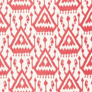 Schumacher Vientiane Ikat Fabric in Coral For Sale