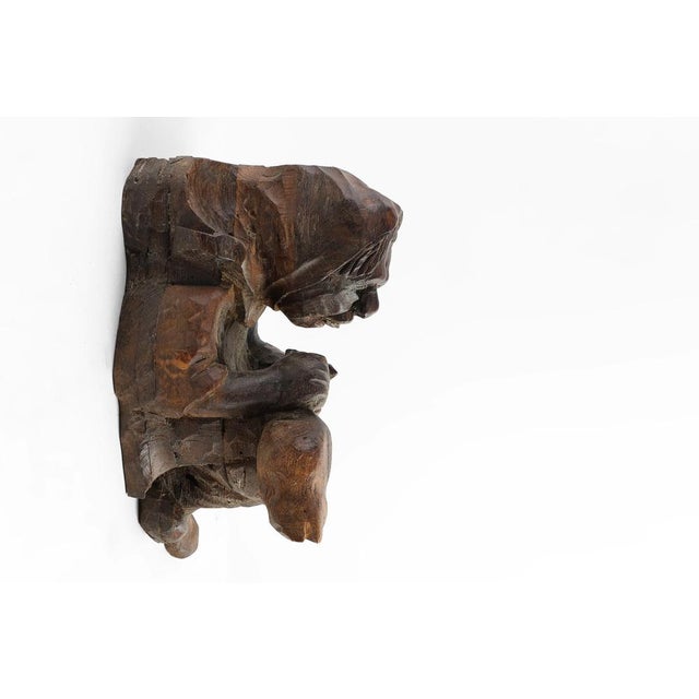Rustic Hand-Carved Oak Wall Figure of a Woman, France, 1850s For Sale - Image 3 of 12