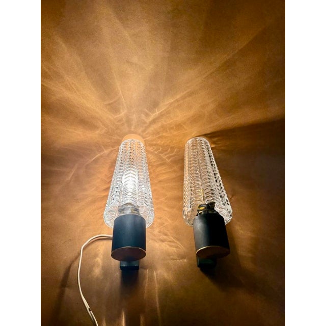 Brass wall light with glass tulip shades, rewired (US socket available on request) I have official proof of authenticity...