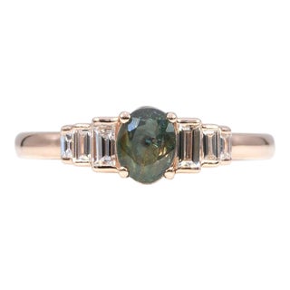 Natural Alexandrite Ring With Earth-Mined Diamond Accents: Solid 14k Gold, 6x4mm, Size 6.75 For Sale