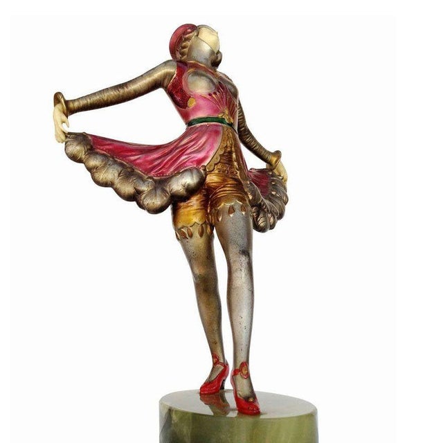 1930s 1930s Art Deco Spelter and Onyx Dancer Style Statue For Sale - Image 5 of 10