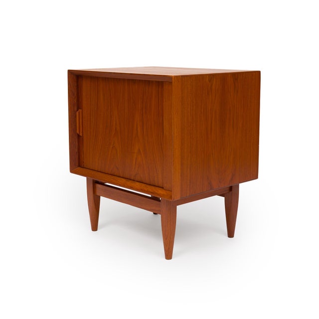 Vintage 1960s Danish Mid Century Svend Åge Madsen Teak Tambour Door Nightstands - Pair For Sale - Image 12 of 17
