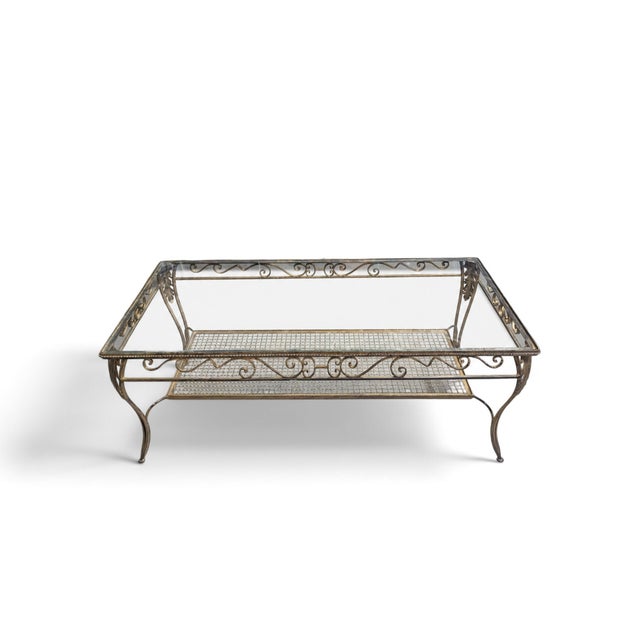 Late 20th Century Italianate-Style Scrollwork Metal and Glass Coffee Table For Sale - Image 10 of 16