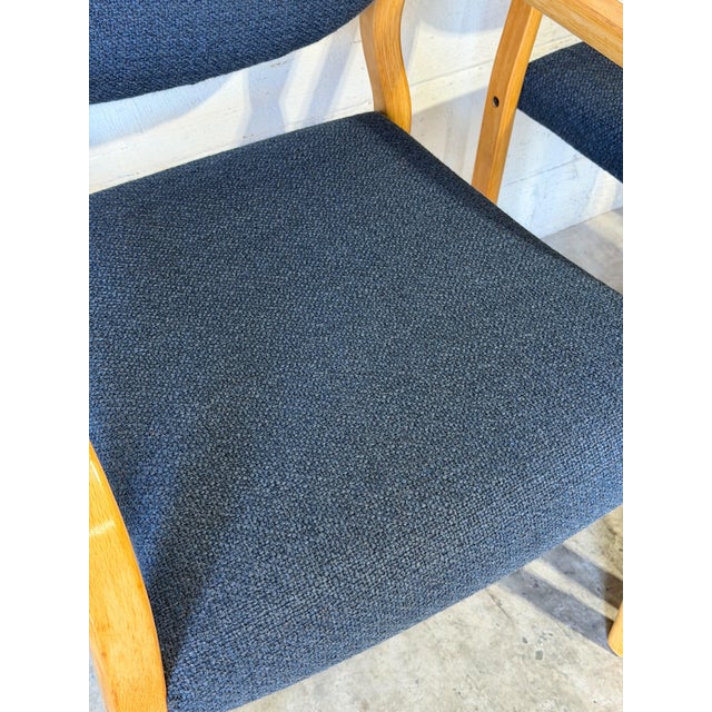 Blue Set of 4 Vintage Danish Beechwood Armchairs – Mid-Century Modern Dining Chairs With New Blue Upholstery For Sale - Image 8 of 11