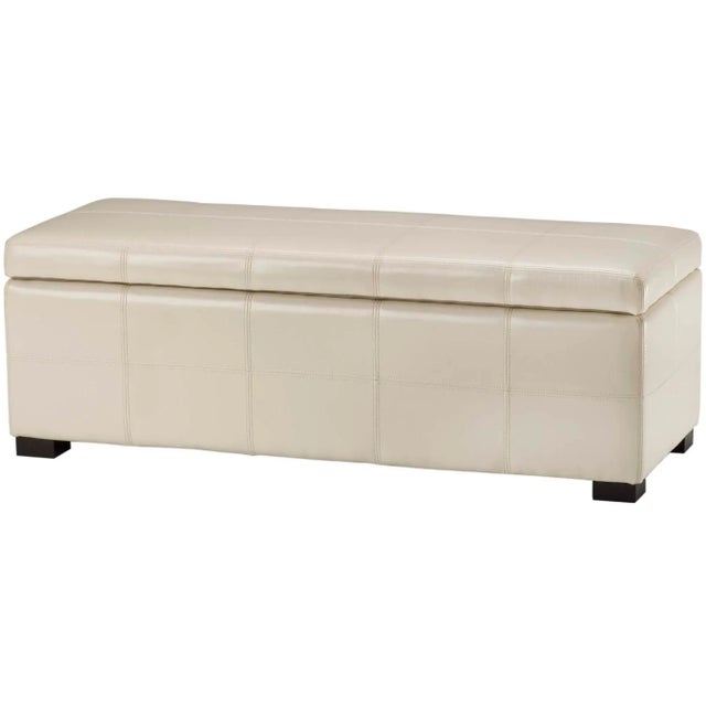 Modern Storage Bench Large in Flat Cream & Black For Sale - Image 3 of 3