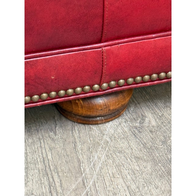 Red Chesterfield Leather Sofa For Sale - Image 10 of 11