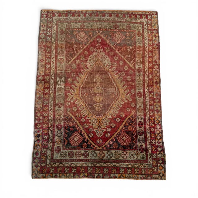 Antique Red Sivas Rug | Large Medallion Design | 3x5 For Sale - Image 4 of 6