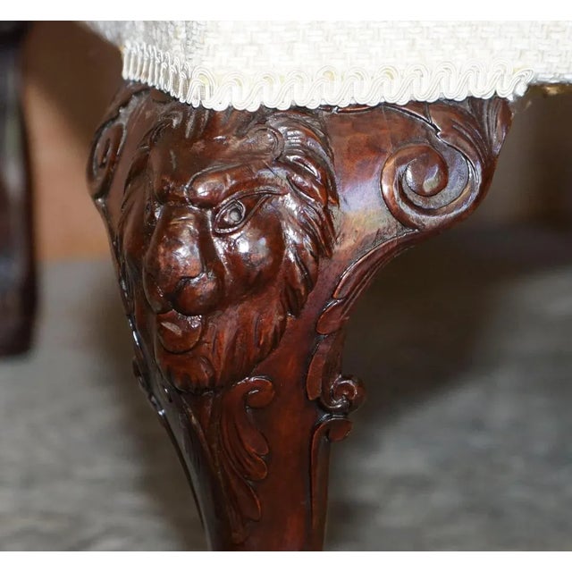 Antique Hand Carved Lion's Paw Leg Club Armchair For Sale - Image 9 of 18