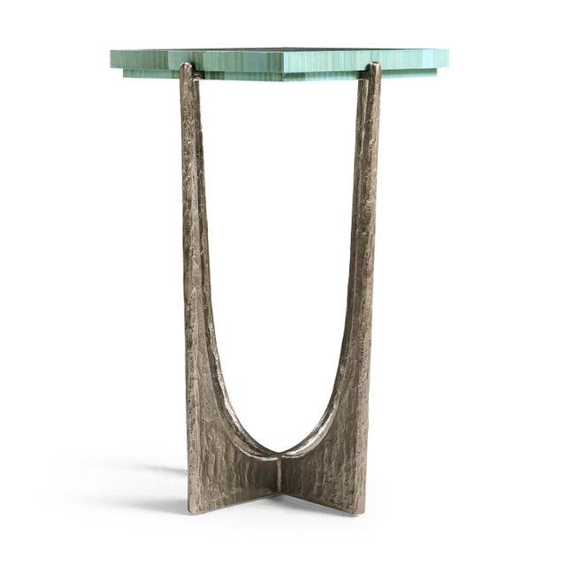 2020s Aqua Mist Square Accent Table For Sale - Image 5 of 9