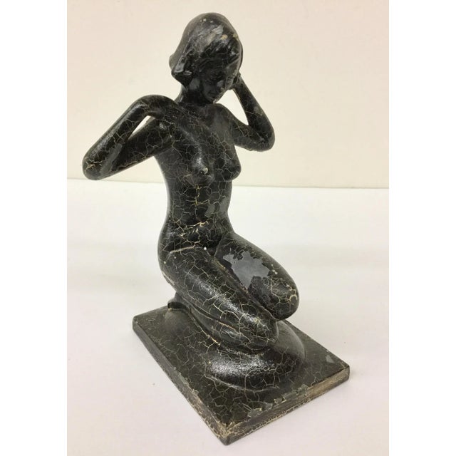 Antique Crackle Painted & Cast Metal Nude For Sale - Image 11 of 11