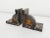 A handsome pair of French Art Deco mixed marble bookends featuring a striking geometric design combining clean,...