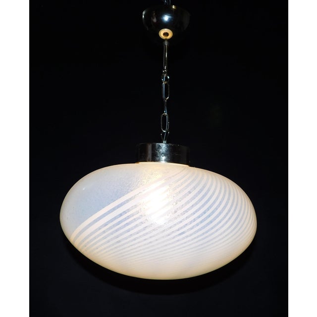1960s Frosted Bollicine Murano Glass Pendant For Sale - Image 6 of 8