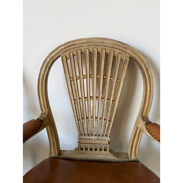 Hollywood Regency Maison Jansen Louis XVI Style Balloon Back Arm Chairs - A Pair For Sale - Image 11 of 12