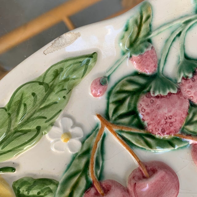 Off-white 1980s Bordallo Fruit & Flower Pitcher & Platter Set- 2 Pieces For Sale - Image 8 of 9