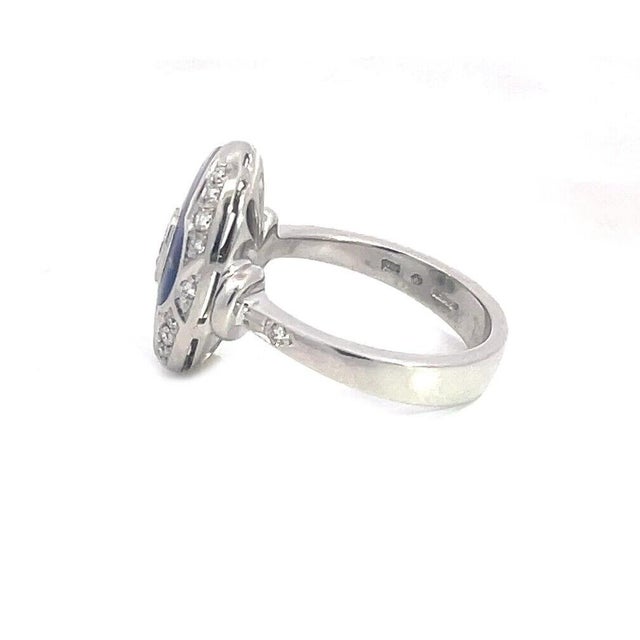 Fabergé Diamond Gold Ring Guilloche Enamel Oval 18k White Germany Ltd Ed. For Sale - Image 4 of 8