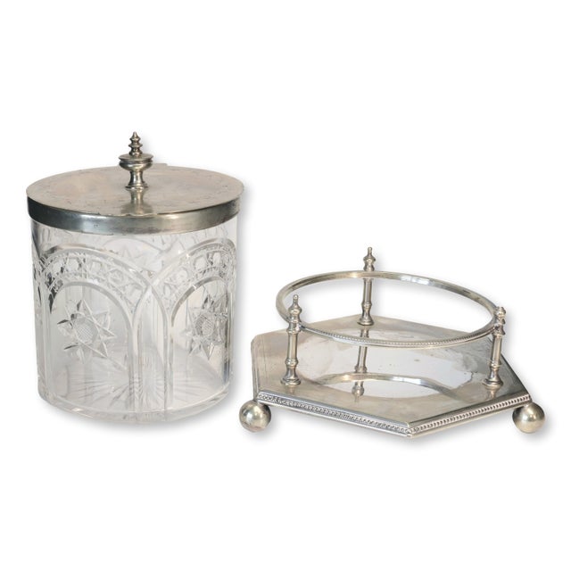 1920s English Crystal Ice Bucket w/Tongs For Sale In Los Angeles - Image 6 of 7