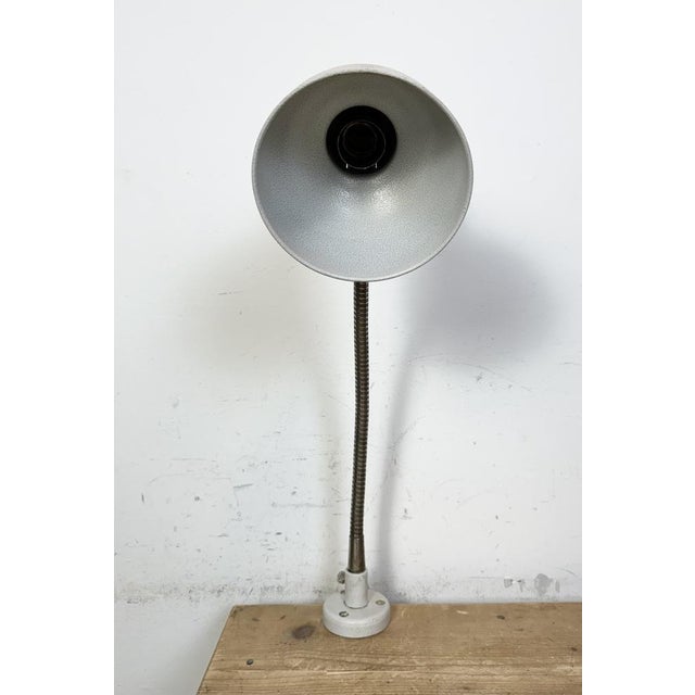 Industrial Grey Workshop Gooseneck Table Lamp, 1960s For Sale - Image 15 of 18