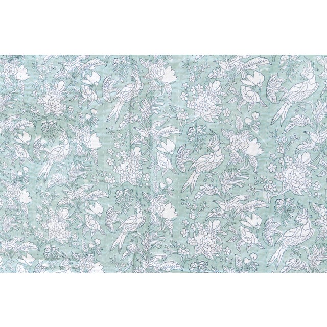 1990s Bird Toile Indian Block Print Coverlet For Sale - Image 5 of 7