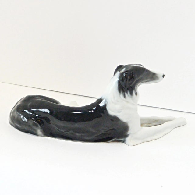 1920s Vintage Rosenthal Bavaria Porcelain Borzoi Figurine by Fritz Heidenreich – Large Reclining Russian Wolfhound, C. 1940s For Sale - Image 5 of 9