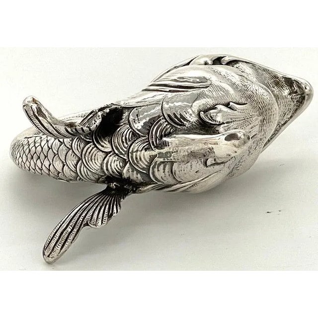 Metal Late 19th Century Art Nouveau German Sterling Fantasy Fish Motif Oil Lamp/Cigar Lighter For Sale - Image 7 of 12