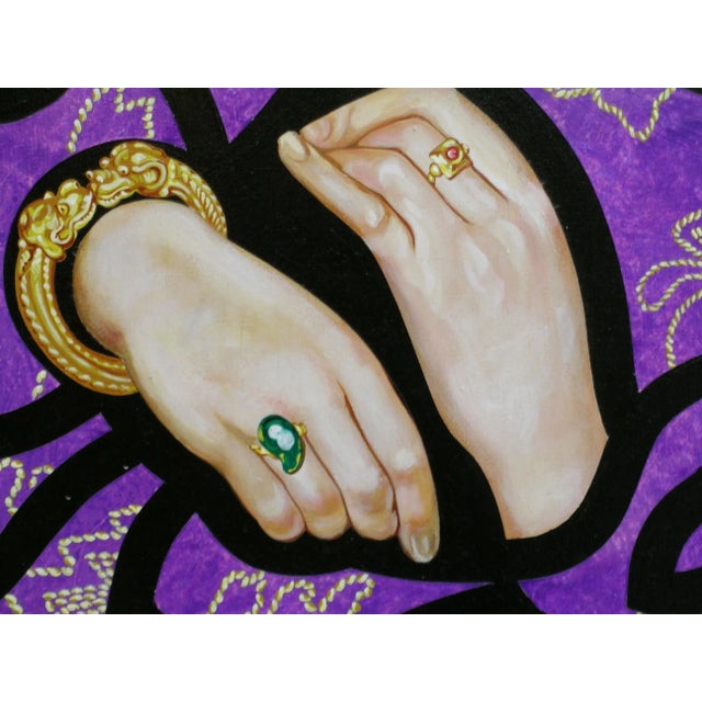 Textile Contemporary Archival Portrait Print of a Courtisan on Canvas For Sale - Image 7 of 11