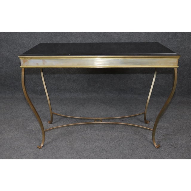 Hollywood Regency Hollywood Regency Style Wrought Iron Slate Top Console Table For Sale - Image 3 of 9