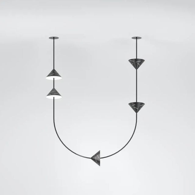 Silver u pendant light by atelier areti dimensions: d 20.5 x w 120 x h 163 cm. Materials: black powder-coated metal....