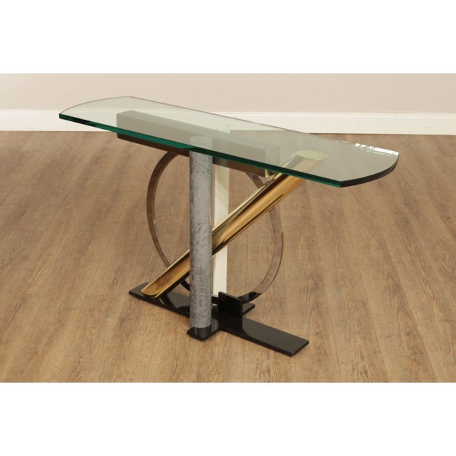 Metal Kaizo Oto For Design Institute of America Post Modern Mixed Metal Console Table For Sale - Image 7 of 13