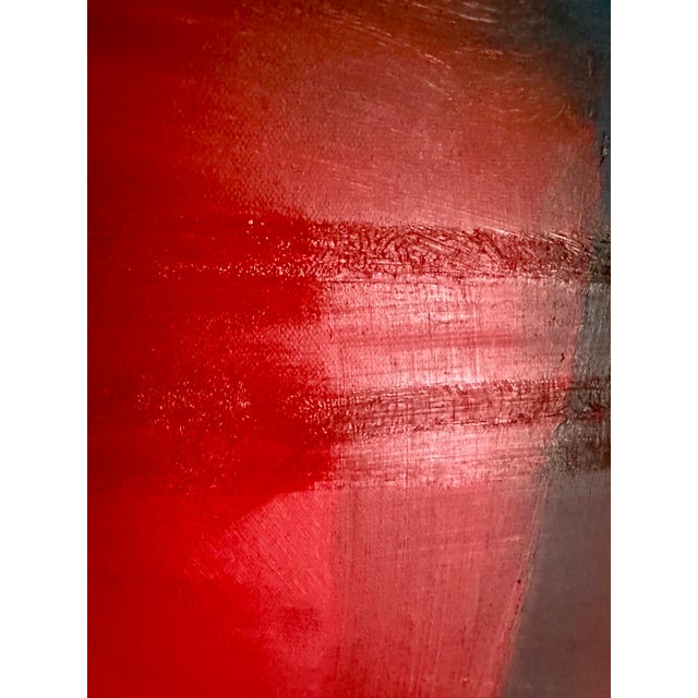 Red Monumental Abstract Triptych – Hand-Painted Acrylic on Canvas – Palm Beach Estate – 108” X 60 For Sale - Image 8 of 10