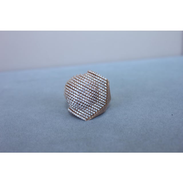 Palmiero Unique White Diamond Brilliant Pave 18 Karat Rose Gold Unique Dome Ring, Size 7.25 For Sale - Image 4 of 18