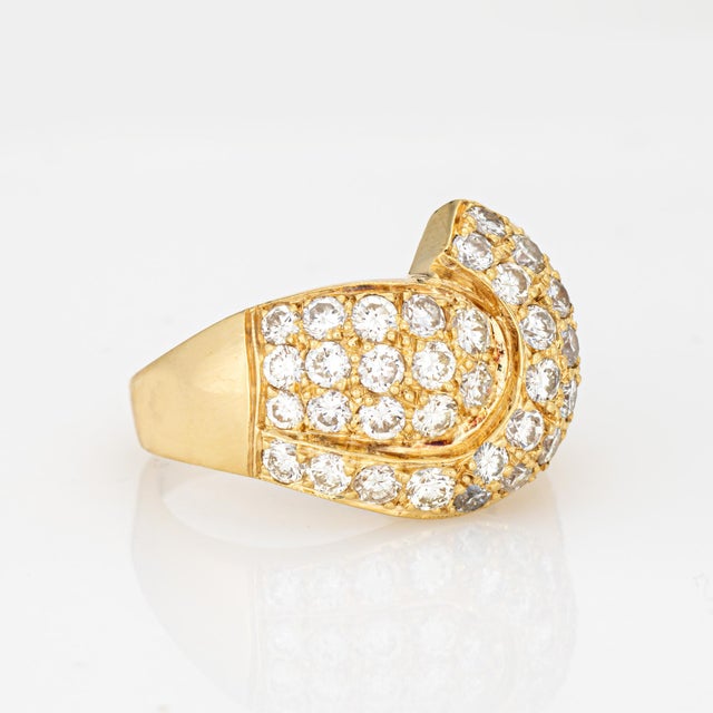 3.50ct Diamond Band 80s Vintage Ring Sz 7.75 18k Yellow Gold Fine Jewelry For Sale - Image 4 of 7
