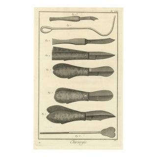 Antonio Baratti, Folding Surgical Knives, Diderot Chirurgie Plate Viii, 1772, Engraving For Sale