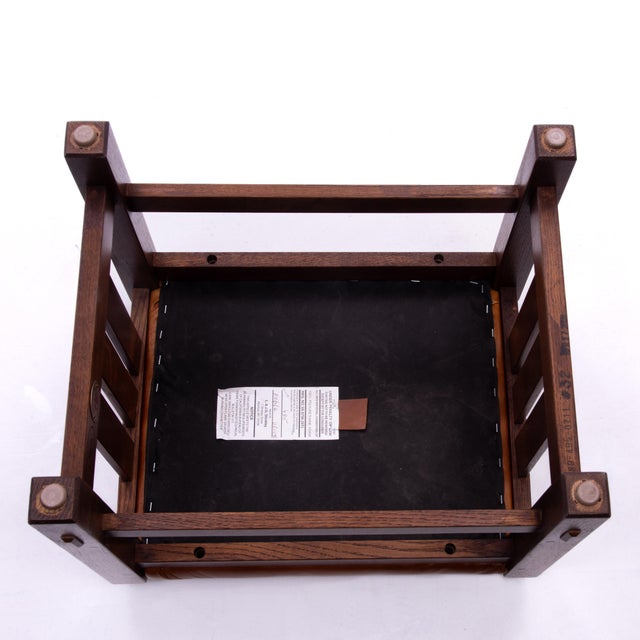 L. & J. G. Stickley Footstool Leather Oak Mission Art & Crafts For Sale - Image 10 of 10