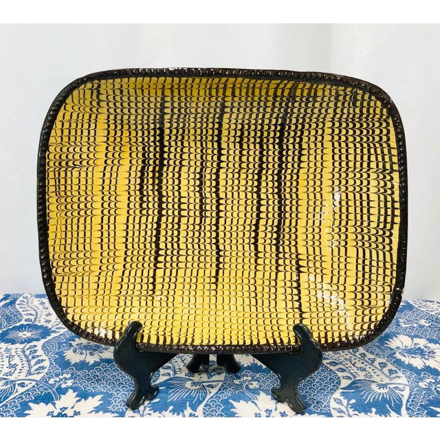 Stunning Antique Clay Serving Platter with fabulous painted Marbleized Finish, classic of Williamsburg, Virginia....