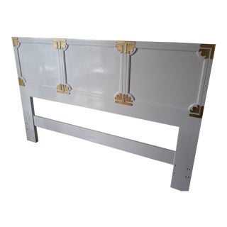 Chinoiserie Campaign Lacquered Henredon Full/Queen Headboard For Sale