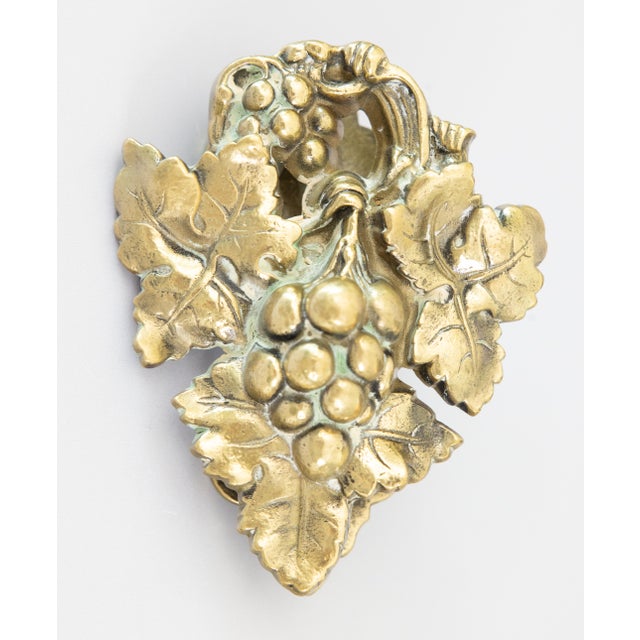 Antique Early 20th Century Brass Grape Cluster & Leaf Door Knocker For Sale In Houston - Image 6 of 6