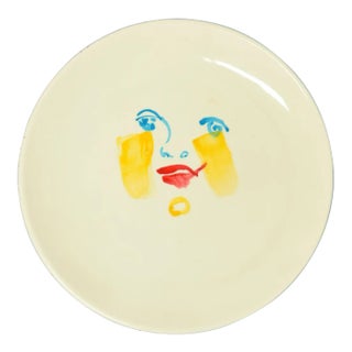 Yellow Brush - Original Hand-made Flat Ceramic Dish by A. Kurakina - 2019 2019 For Sale