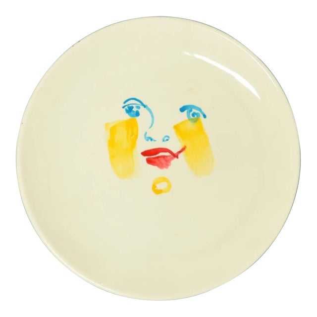 Yellow Brush - Original Hand-made Flat Ceramic Dish by A. Kurakina - 2019 2019 For Sale