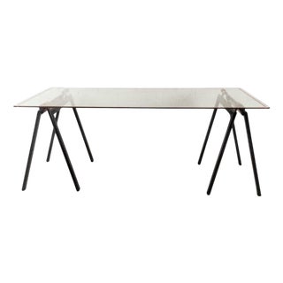 Gaetano Desk Glass Table attributed to Gae Aulenti for Zanotta, 1970s For Sale