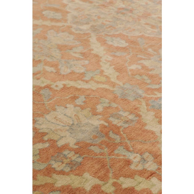 Textile Antique Indian Floral Medallion Wool Rug in Coral & Ivory, by Rug & Kilim, 1920-1929 For Sale - Image 7 of 11