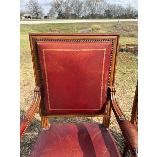 Large 19th Century Leather French Louis XVI Bergere or Armchair- A Pair For Sale - Image 12 of 16