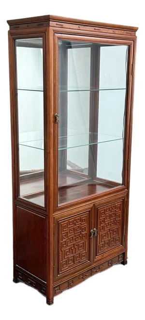 Asian Rosewood Illuminated Display Cabinet