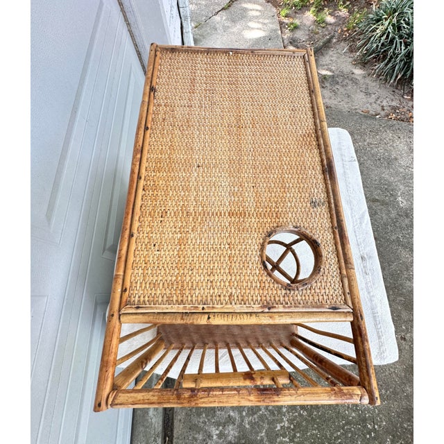 Chinoiserie Vintage Bamboo Breakfast Tray For Sale - Image 3 of 11