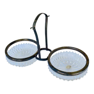 1950s Pair of William Adams Crystal Glass Bowls With Stand