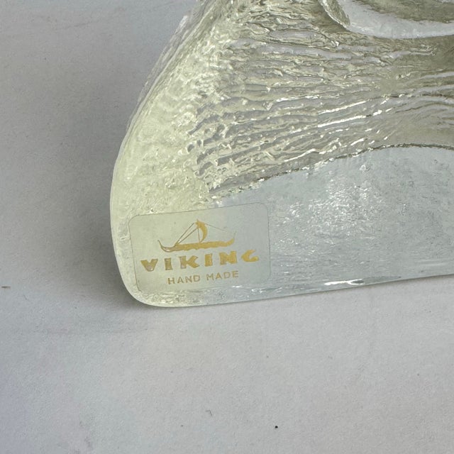 Mid 20th Century Viking Glass Mary Madonna Sculpture Textured Clear Frosted Glass For Sale - Image 5 of 10