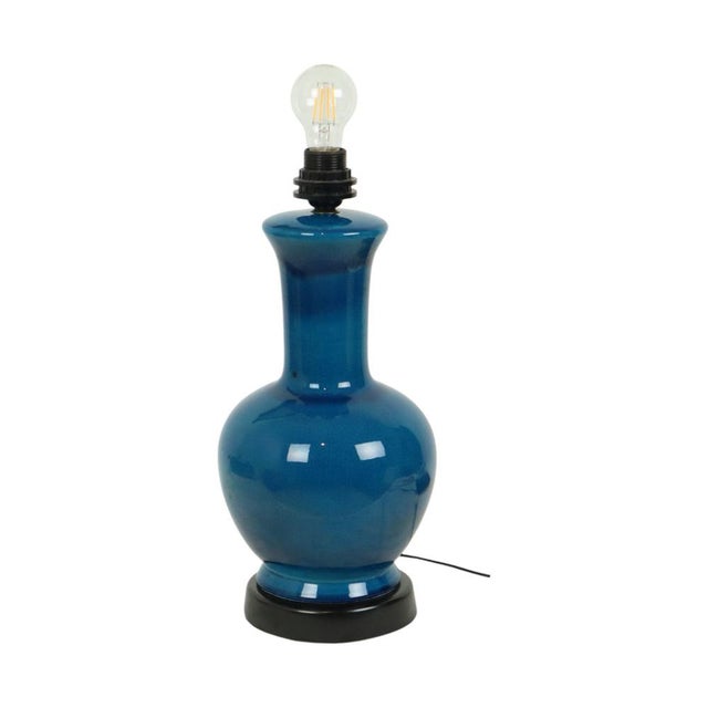 Large Italian Round Blue Ceramic Lamp, 1970s For Sale - Image 11 of 14